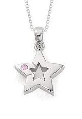 nice little star pink sapphire silver kids necklace